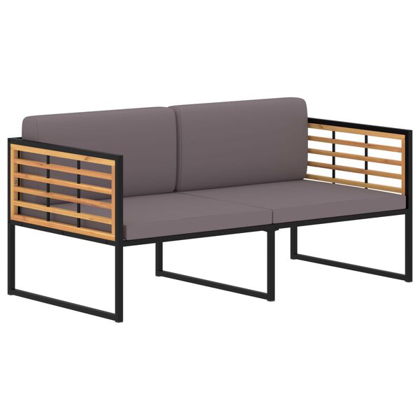 vidaXL Patio Bench with Cushions 114.1" Solid Acacia Wood Dark Gray