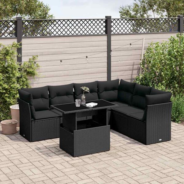 vidaXL Garden Sofa Set Black