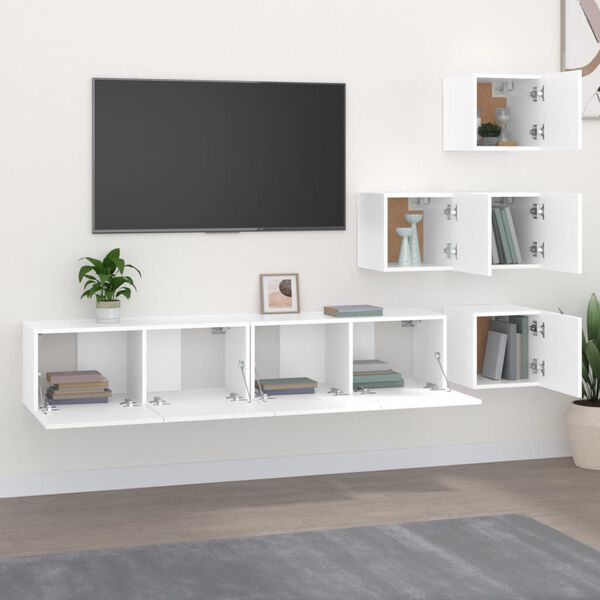 vidaXL Wall-mounted TV Stand White Engineered Wood