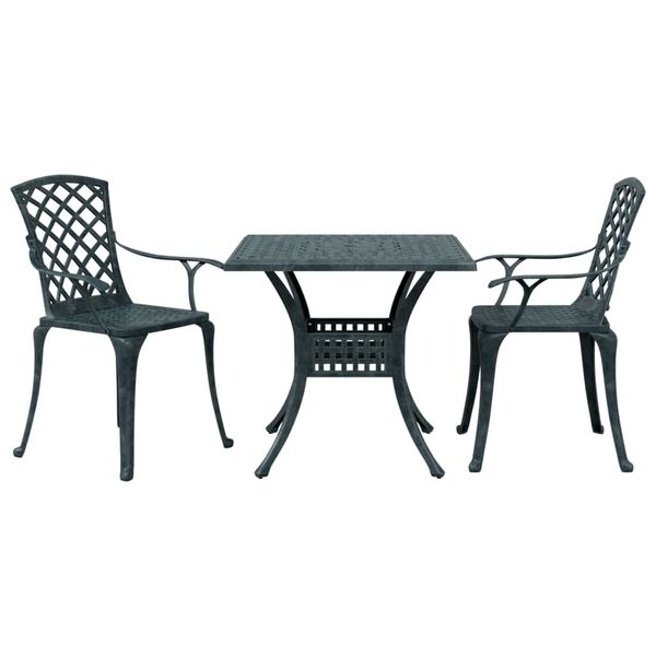 vidaXL 3 Piece Bistro Set Green Cast Aluminum
