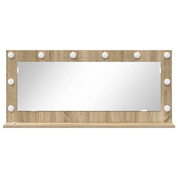 vidaXL Vanity Mirror with Mirror Sonoma Oak 39.37 x 17.72 x 7.09 in