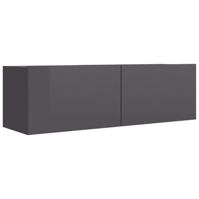 vidaXL TV Stand High Gloss Gray 39.4"x11.8"x11.8" Engineered Wood