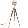 vidaXL Floor Lamp Natural and brass Solid mango wood, steel, aluminum