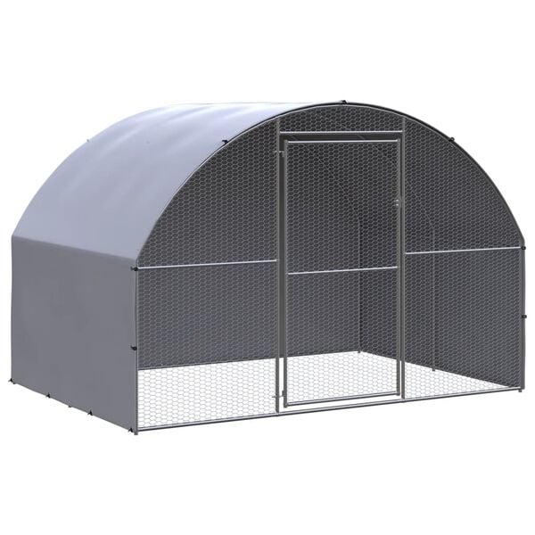 vidaXL Chicken Coop Silver and gray Galvanized steel, Polyethylene Large