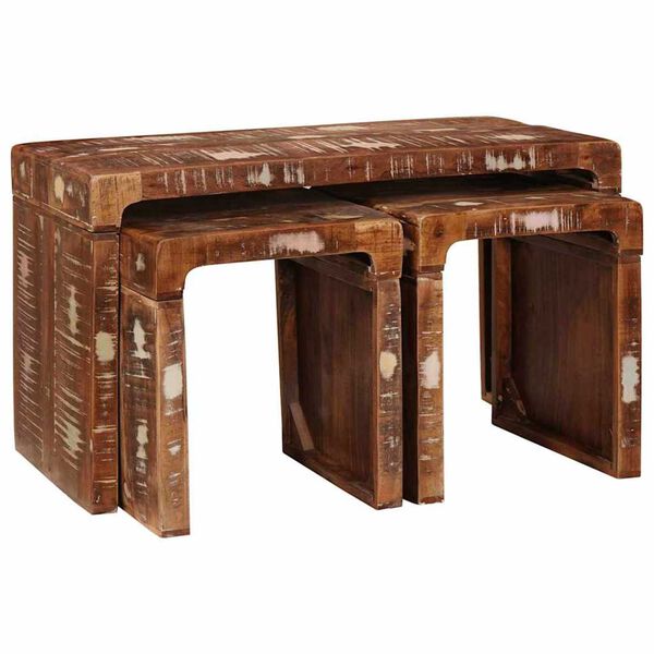 vidaXL Nesting Tables Brown Solid Mango Wood