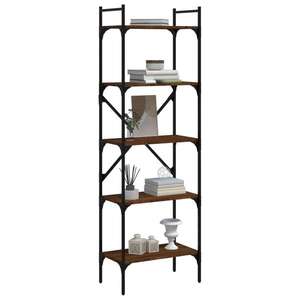 vidaXL Bookcase Brown Oak Engineered wood, Metal Tall Bookcase
