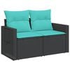 vidaXL Garden Sofa Black, Blue