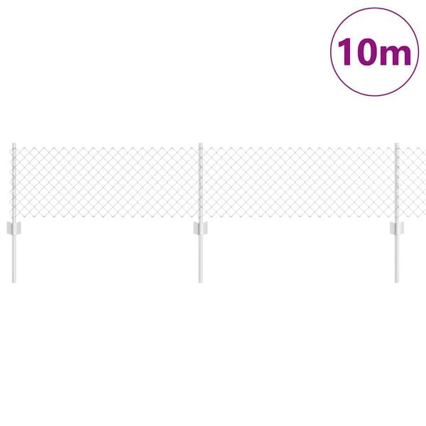 vidaXL Fence with Post Silver 1.31 x 32.81 ft Steel