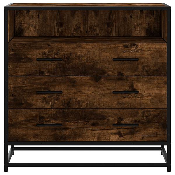 vidaXL Drawer Cabinet Smoked Oak Engineered Wood, Metal Medium