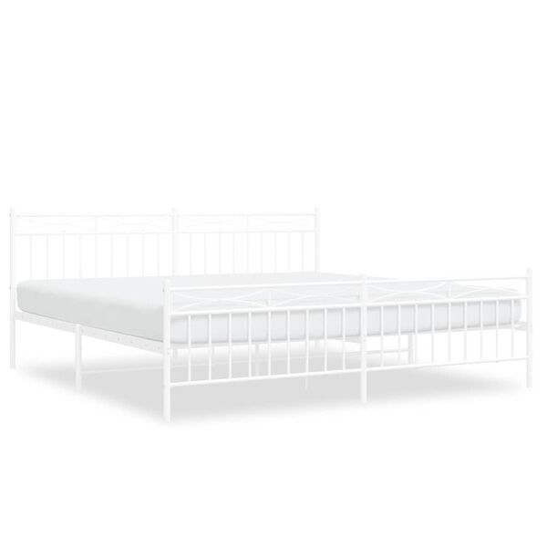 vidaXL Bed Frame White Powder-coated steel Full Bed Frame Rectangular