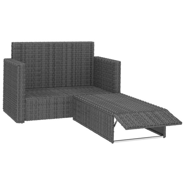 vidaXL Sofa Set Grey and dark grey PE rattan, powder-coated steel
