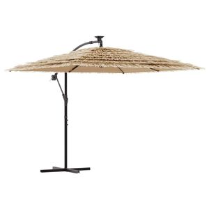 vidaXL Garden Parasol Brown Polyester Large Adjustable Armrests