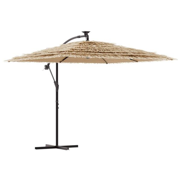 vidaXL Garden Parasol Brown Polyester Large Adjustable Armrests