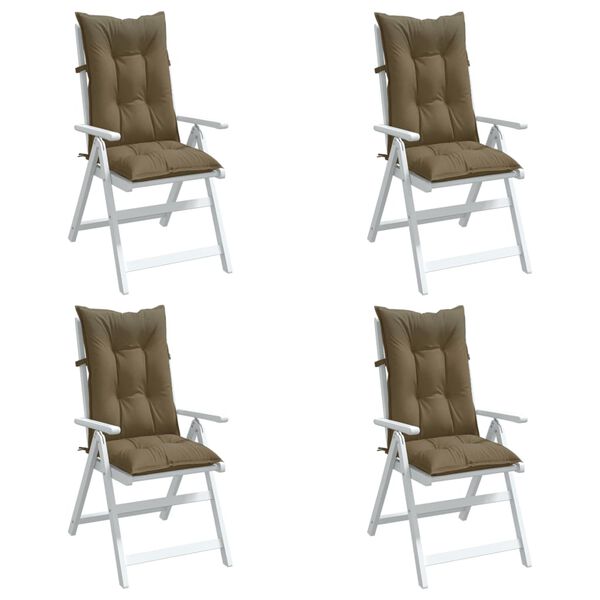 vidaXL Highback Chair Cushion Set of 4 Melange taupe 100% polyester