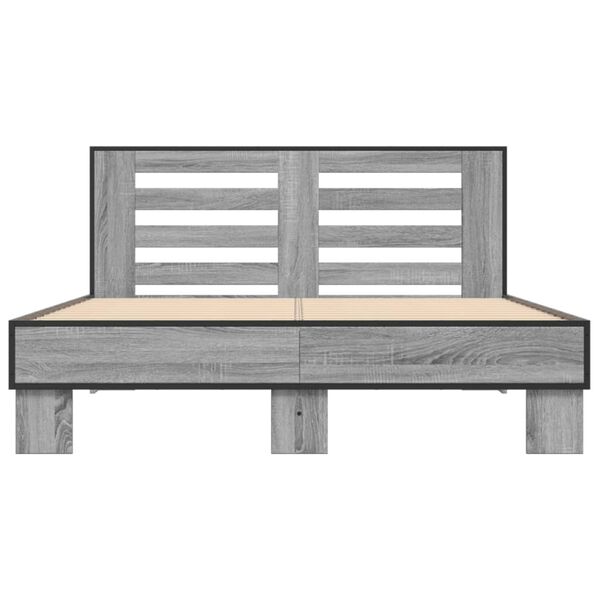 vidaXL Bed Frame Grey Sonoma Engineered wood, metal, plywood Full