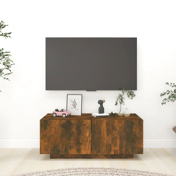 vidaXL TV Cabinet Smoked Oak Engineered Wood 39.4 x 13.8 x 15.7 in