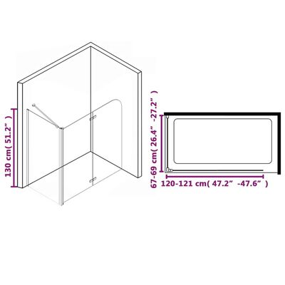 vidaXL Bi-Folding Shower Enclosure ESG 47.2"x26.8"x51.2"
