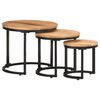 vidaXL Side Table Set of 3 Natural Wood