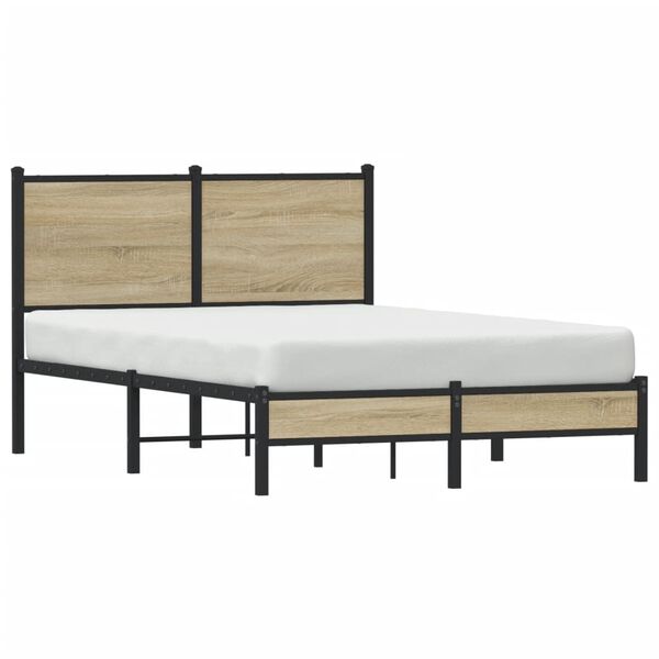 vidaXL Bed Frame Sonoma oak Steel, engineered wood Small Double