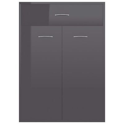 vidaXL Shoe Cabinet High Gloss Gray 23.6"x13.8"x33.1" Engineered Wood