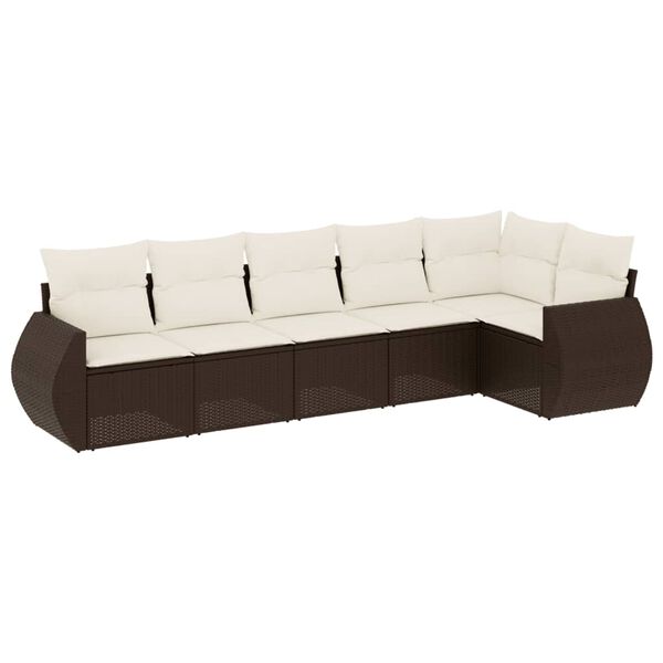 vidaXL Garden Sofa Set Brown PE rattan, powder-coated steel, polyester