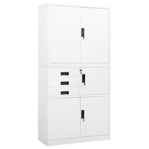 vidaXL Office Cabinet White Steel Large Height-Adjustable Shelves