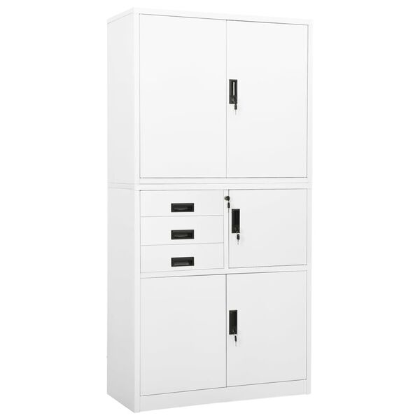 vidaXL Office Cabinet White Steel Large Height-Adjustable Shelves