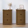 vidaXL Bedside Cabinet Set of 2 Honey Brown Solid Pine Wood Medium