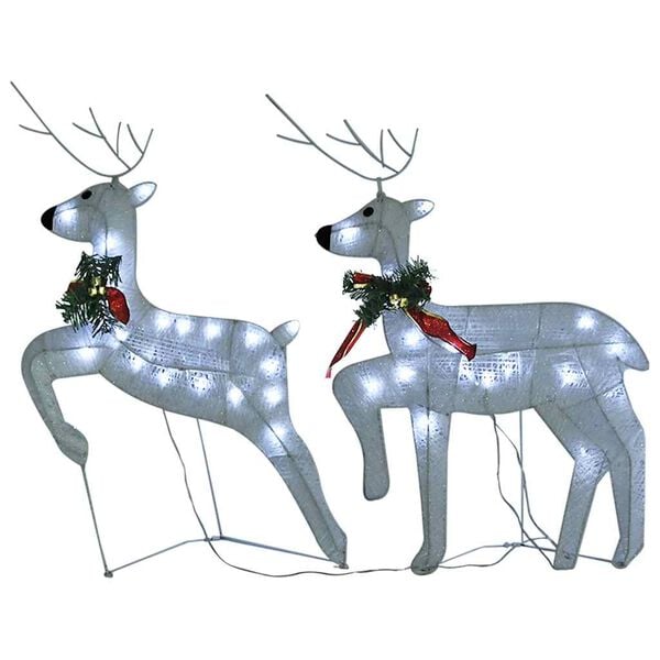vidaXL Christmas Reindeer Set of 2 White Mesh Medium Decorative Inlays