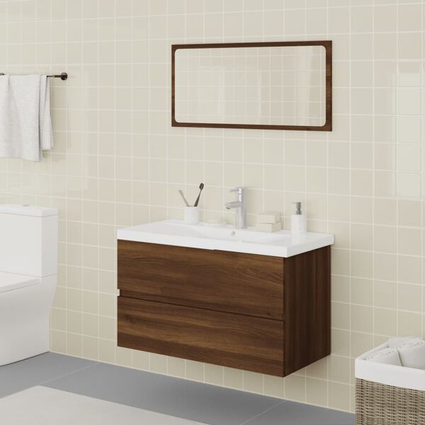vidaXL Bathroom Furniture Set Brown Oak, White