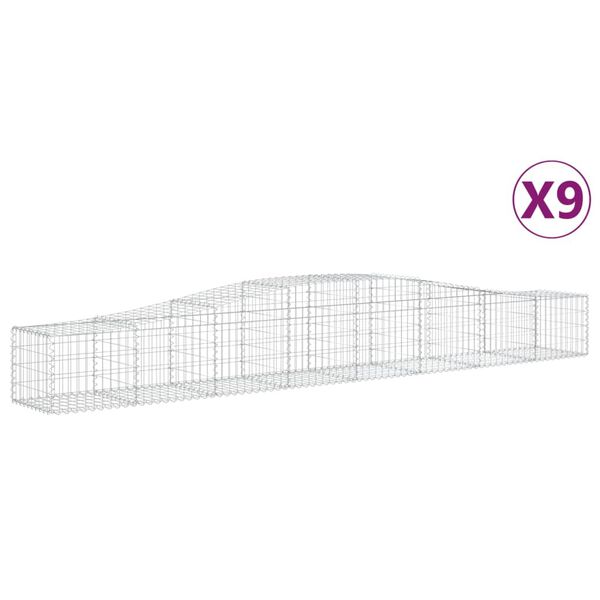 vidaXL Gabion Basket Set of 9 Silver Galvanized iron Large