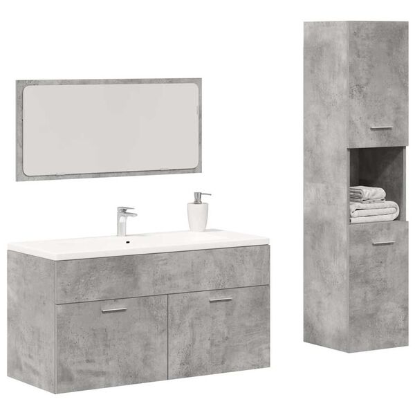 vidaXL Bathroom Furniture Set Concrete grey Engineered wood Medium