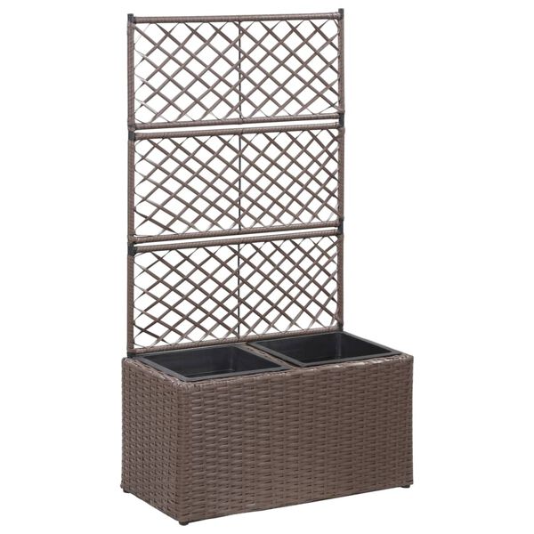 vidaXL Raised Bed Brown Poly Rattan, Plastic 22.8 x 11.8 x 42.1 in