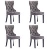 vidaXL Dining Chair Set of 4 Grey Velvet, solid rubber wood Standard