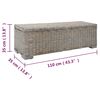 vidaXL Storage Box Grey 43.3 " Natural Kubu Rattan & Solid Wood Mahogany