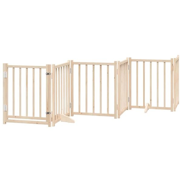 vidaXL Dog Gate with Door Foldable 6 Panels 118.1 " Solid Wood Fir