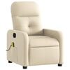 vidaXL Massage Recliner Chair Cream 100% polyester fabric, metal, plywood