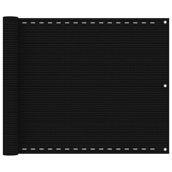vidaXL Balcony Screen Black 29.5x157.5" HDPE
