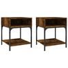 vidaXL Bedside Table Set of 2 Smoked oak Engineered wood, iron Medium