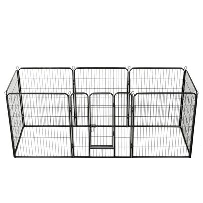 vidaXL Dog Playpen 8 Panels Steel 31.5"x39.4" Black