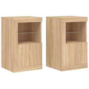vidaXL Side Cabinet Set of 2 Sonoma oak Engineered wood, glass Medium