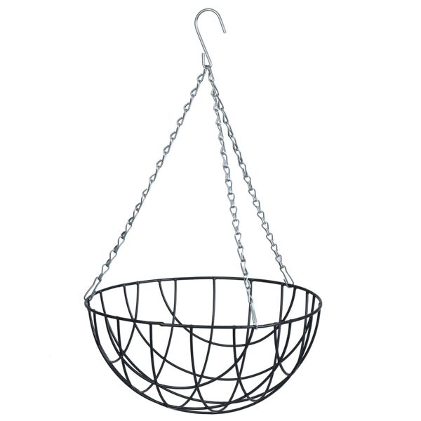 Nature Hanging Basket Grey and Brown Plastic-coated metal wire, Coco fiber