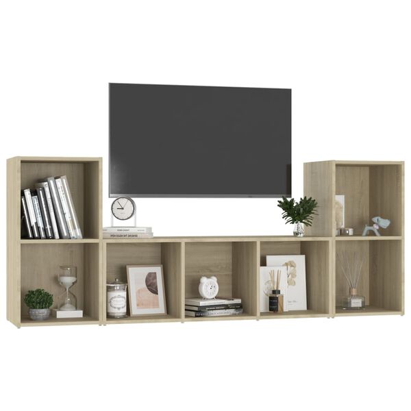 vidaXL TV Cabinet Set Sonoma Oak Engineered Wood Medium TV Cabinet Set