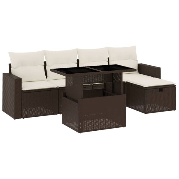vidaXL Garden Sofa Set Brown and Cream White