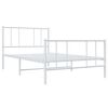 vidaXL Bed Frame White Steel Twin Bed Frame Rectangular Traditional