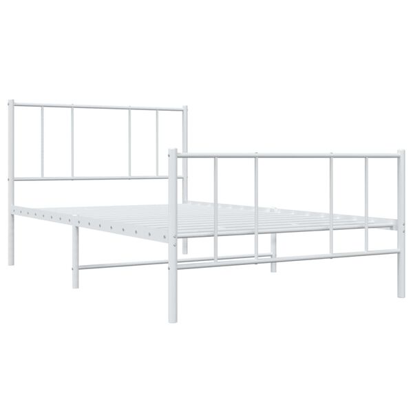 vidaXL Bed Frame White Steel Twin Bed Frame Rectangular Traditional