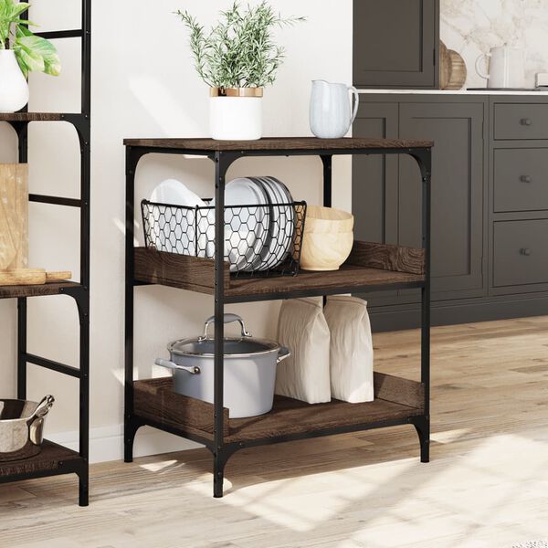 vidaXL Kitchen Trolley Brown Oak 23.6"x16.1"x31.7" Engineered Wood