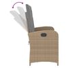 vidaXL Reclining Patio Bench with Cushions Beige Poly Rattan