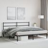vidaXL Bed Frame Black Powder-Coated Steel King Metal Bed Frame
