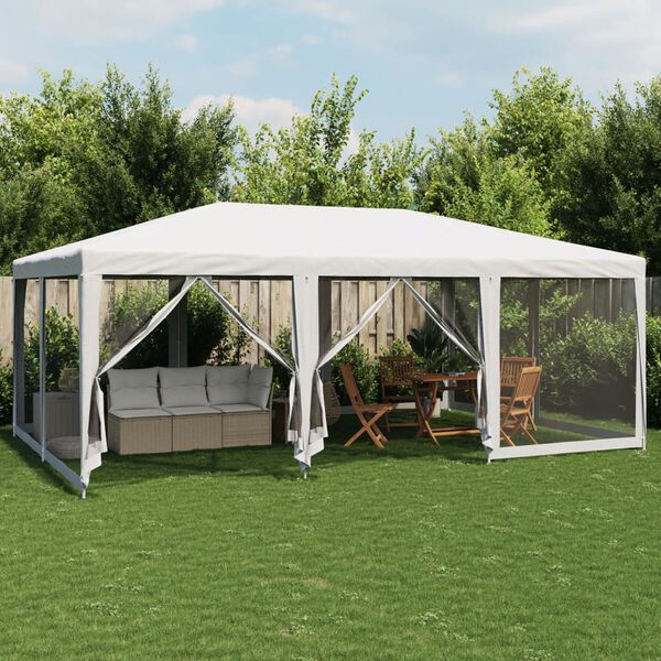 vidaXL Party Tent White HDPE with coating, powder-coated iron